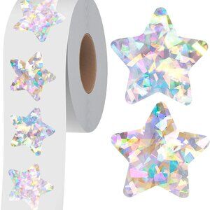 500 PCS Holographic Silvery Star Stickers, Self Adhesive Metallic Glitter Foil S